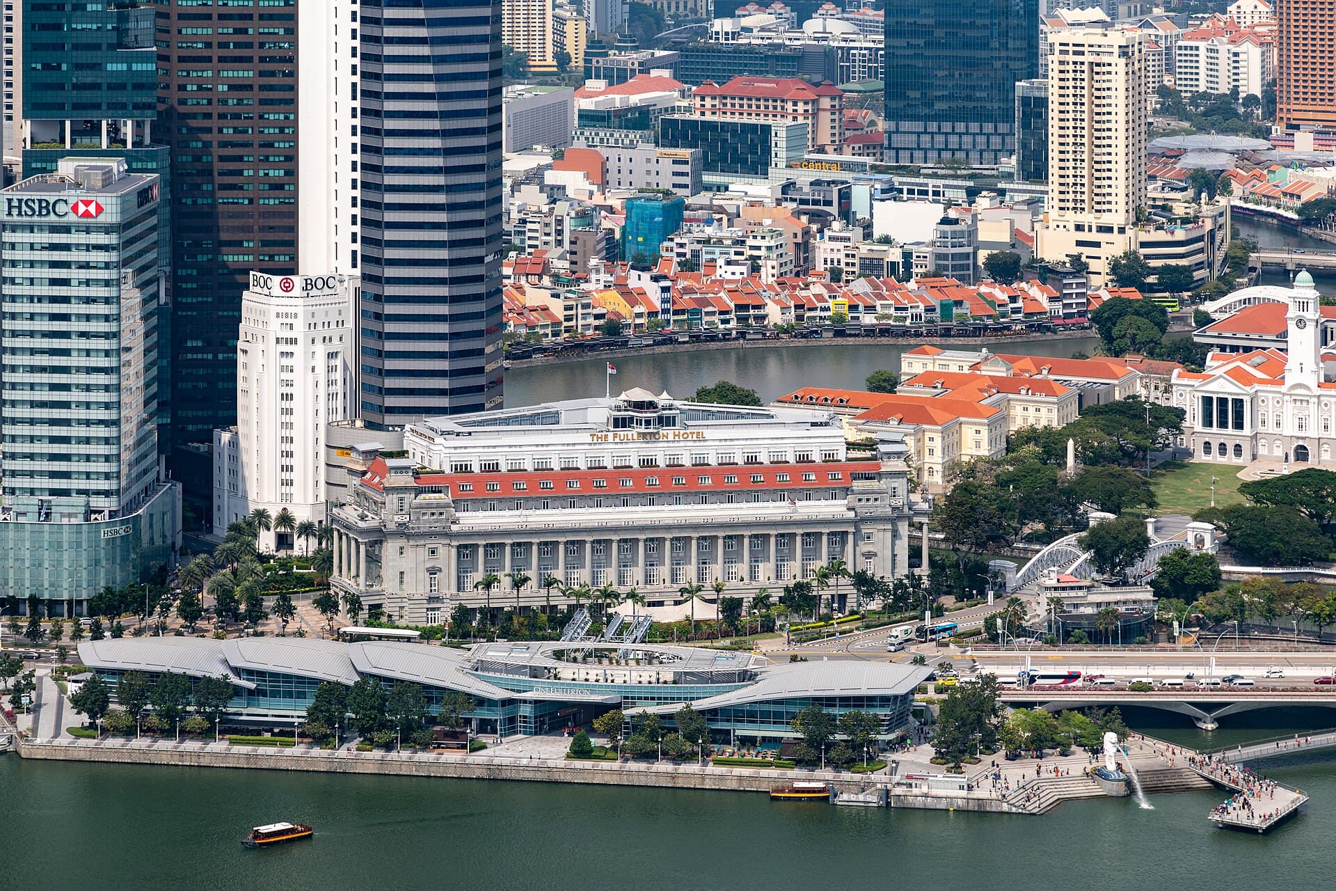 The Fullerton Hotel at the mouth of the Singapore River